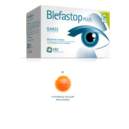 Blefastop plus garza in cotone piegata con filo di bario 28 salviette monouso + 1 compressa oculare riscaldabile