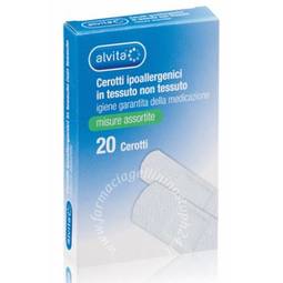 Alvita cerotto in tessuto non tessuto estensibile bianco con tampone antisettico assortito 20 pezzi