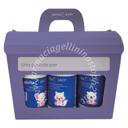 Alvita cofanetto baby 5 pezzi 1 bagno shampoo 300 ml + 1 crema viso corpo 300 ml + 1 detergente mani viso 300 ml + 1 pasta ossido zinco 100 ml + salviette pure water 60 pezzi