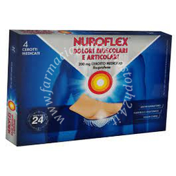 Nuroflex dolori muscolari e articolari, 200 mg cerotto medicato 200 mg cerotto medicato 4 cerotti in bustina pet/ldpe/al/ldpe