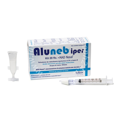 Aluneb kit soluzione ipertonica 3% 20 flaconcini + mad nasal atomizzatore