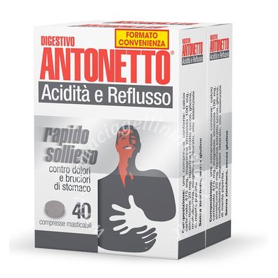 Digestivo antonetto acidita' e reflusso 80 compresse masticabili 2 astucci da 40 compresse