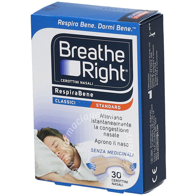 Cerotti nasali breathe right classici 30 pezzi